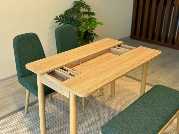 Jedálenský set s rozkladacím stolom a stoličkami (4 kusy) Vina Mini 01 1070 - Oak, Green