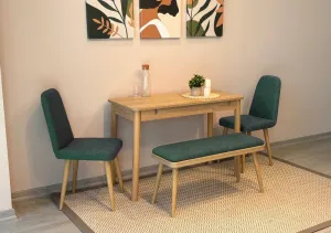 Jedálenský set s rozkladacím stolom a stoličkami (4 kusy) Vina Mini 01 1070 - Oak, Green