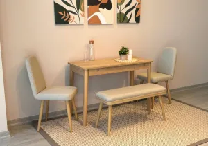 Jedálenský set s rozkladacím stolom a stoličkami (4 kusy) Vina Mini 01 1005 - Oak, Cream