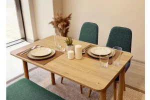 Jedálenský set s rozkladacím stolom a stoličkami (4 kusy) Vina Mini 01 1070 - Oak, Green