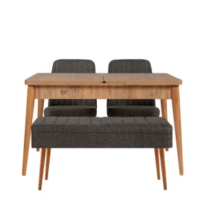 Jedálenský set s rozkladacím stolom a stoličkami (4 kusy) Vina 1053 - 3 - Anthracite, Atlantic