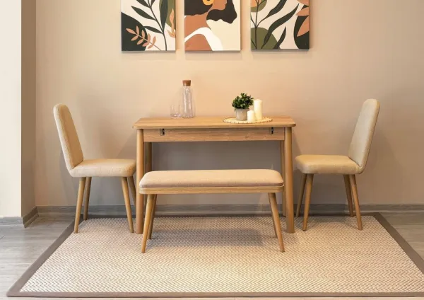 Jedálenský set s rozkladacím stolom a stoličkami (4 kusy) Vina Mini 01 1005 - Oak, Cream