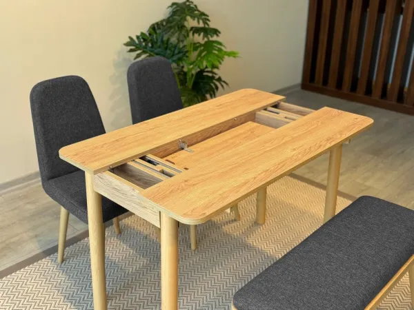 Jedálenský set s rozkladacím stolom a stoličkami (4 kusy) Vina Mini 01 1053 - Oak, Anthracite