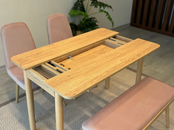 Jedálenský set s rozkladacím stolom a stoličkami (4 kusy) Vina Mini 01 0900 - Oak, Stone