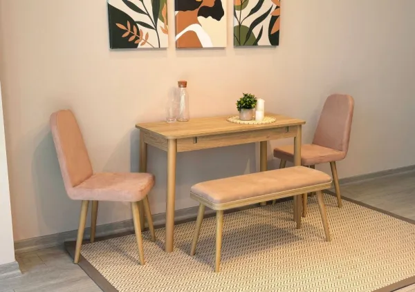 Jedálenský set s rozkladacím stolom a stoličkami (4 kusy) Vina Mini 01 0900 - Oak, Stone