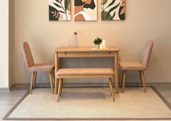Jedálenský set s rozkladacím stolom a stoličkami (4 kusy) Vina Mini 01 0900 - Oak, Stone