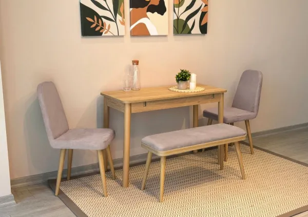 Jedálenský set s rozkladacím stolom a stoličkami (4 kusy) Vina Mini 01 0701 - Oak, Soho Grey