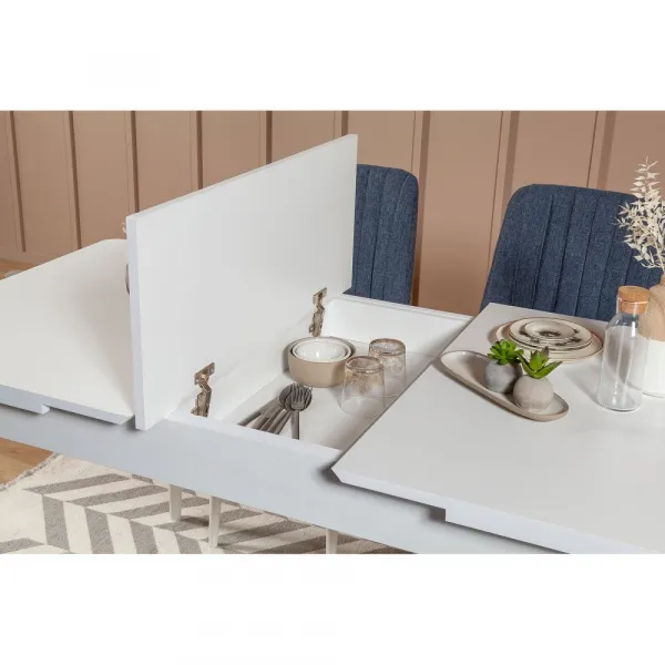 Jedálenský set s rozkladacím stolom a stoličkami (4 kusy) Vina 1048 - Dark Blue, White