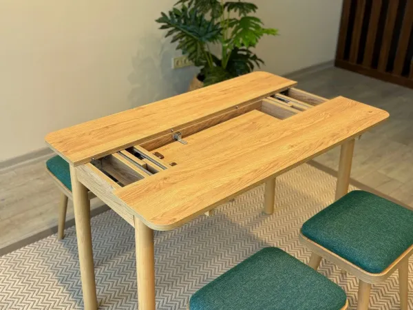 Jedálenský set s rozkladacím stolom a stoličkami (4 kusy) Vina Mini 04 1070 - Oak, Green