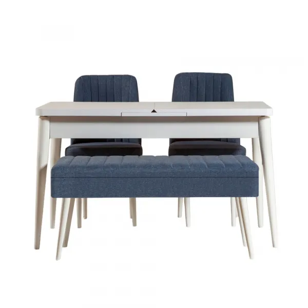 Jedálenský set s rozkladacím stolom a stoličkami (4 kusy) Vina 1048 - 3 - White, Dark Blue