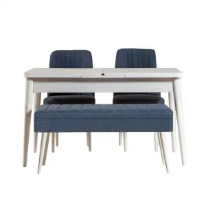 Jedálenský set s rozkladacím stolom a stoličkami (4 kusy) Vina 1048 - 3 - White, Dark Blue
