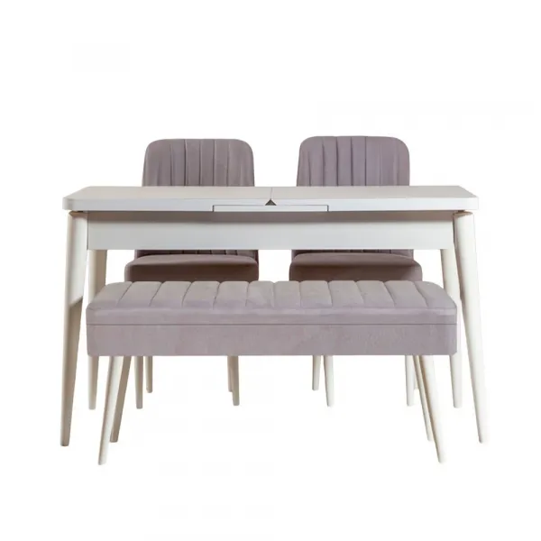 Jedálenský set s rozkladacím stolom a stoličkami (4 kusy) Vina 0701 - 3 - White, Grey