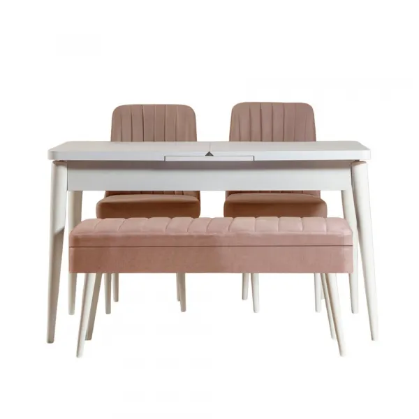 Jedálenský set s rozkladacím stolom a stoličkami (4 kusy) Vina 0900 - 3 - White, Stone