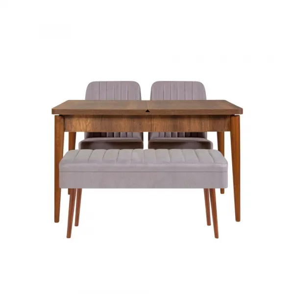 Jedálenský set s rozkladacím stolom a stoličkami (4 kusy) Vina 0701 - 3 - Walnut, Grey