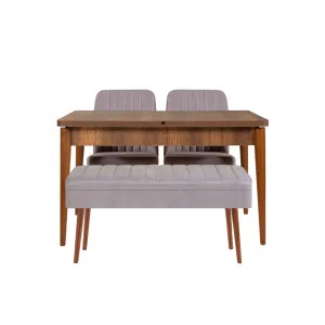 Jedálenský set s rozkladacím stolom a stoličkami (4 kusy) Vina 0701 - 3 - Walnut, Grey