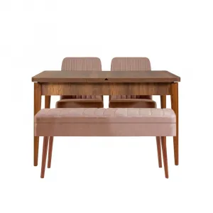 Jedálenský set s rozkladacím stolom a stoličkami (4 kusy) Vina 0900 - 3 - Walnut, Stone