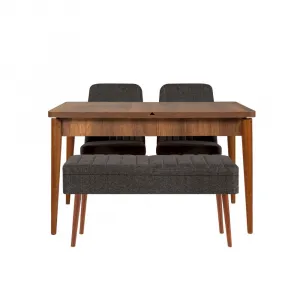 Jedálenský set s rozkladacím stolom a stoličkami (4 kusy) Vina 1053 - 3 - Anthracite, Walnut