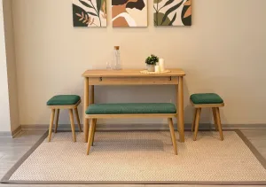 Jedálenský set s rozkladacím stolom a stoličkami (4 kusy) Vina Mini 04 1070 - Oak, Green