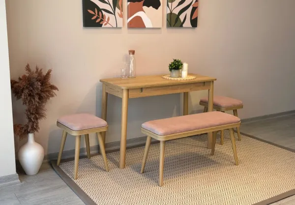 Jedálenský set s rozkladacím stolom a stoličkami (4 kusy) Vina Mini 04 0900 - Oak, Stone