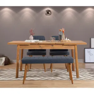 Jedálenský set s rozkladacím stolom a stoličkami (4 kusy) Santiago Atlantice-Navy Blue