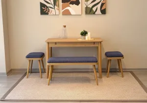 Jedálenský set s rozkladacím stolom a stoličkami (4 kusy) Vina Mini 04 1048 - Oak, Dark Blue