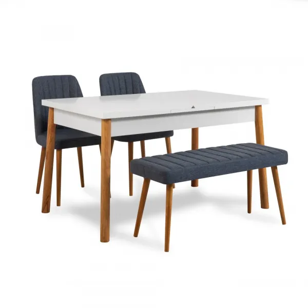 Jedálenský set s rozkladacím stolom a stoličkami (4 kusy) Santiago Atlantice-Navy Blue V2
