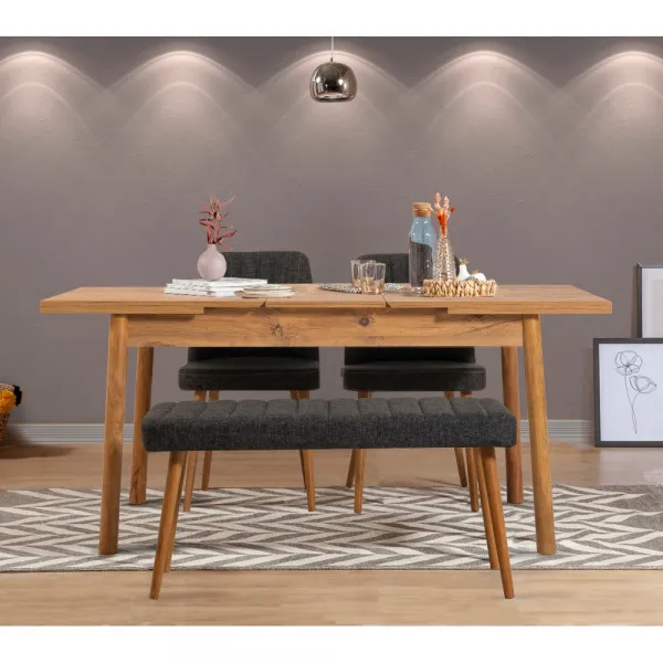 Jedálenský set s rozkladacím stolom a stoličkami (4 kusy) Santiago Atlantice-Anthracite