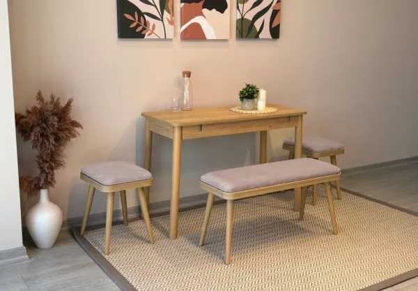 Jedálenský set s rozkladacím stolom a stoličkami (4 kusy) Vina Mini 04 0701 - Oak, Soho Grey