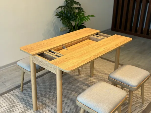 Jedálenský set s rozkladacím stolom a stoličkami (4 kusy) Vina Mini 04 1005 - Oak, Cream