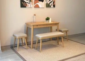 Jedálenský set s rozkladacím stolom a stoličkami (4 kusy) Vina Mini 04 1005 - Oak, Cream