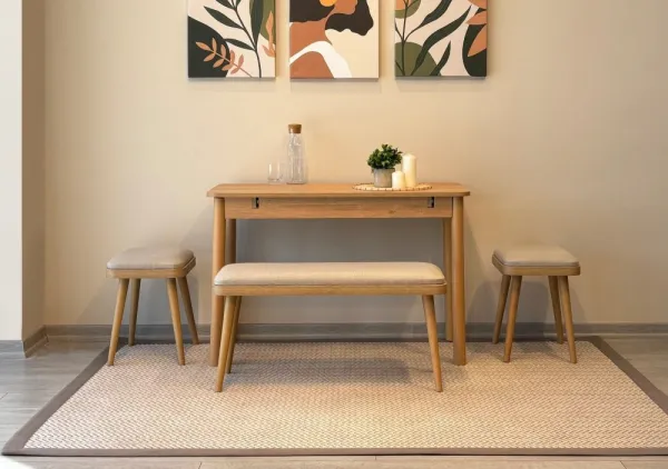 Jedálenský set s rozkladacím stolom a stoličkami (4 kusy) Vina Mini 04 1005 - Oak, Cream