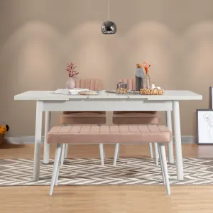 Jedálenský set s rozkladacím stolom a stoličkami (4 kusy) Santiago White-Stone