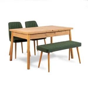 Jedálenský set s rozkladacím stolom a stoličkami (4 kusy) Santiago Atlantice -Green