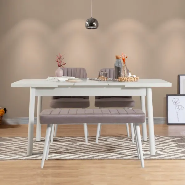 Jedálenský set s rozkladacím stolom a stoličkami (4 kusy) Santiago White-Soho Grey