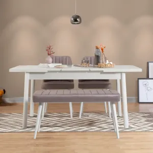 Jedálenský set s rozkladacím stolom a stoličkami (4 kusy) Santiago White-Soho Grey