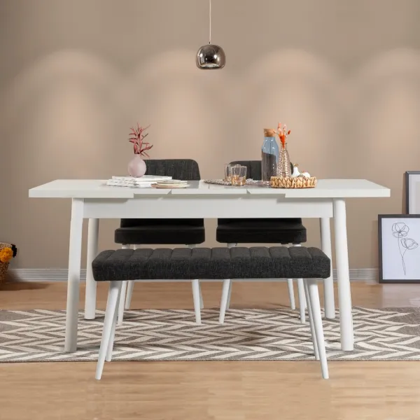 Jedálenský set s rozkladacím stolom a stoličkami (4 kusy) Santiago White-Antracite