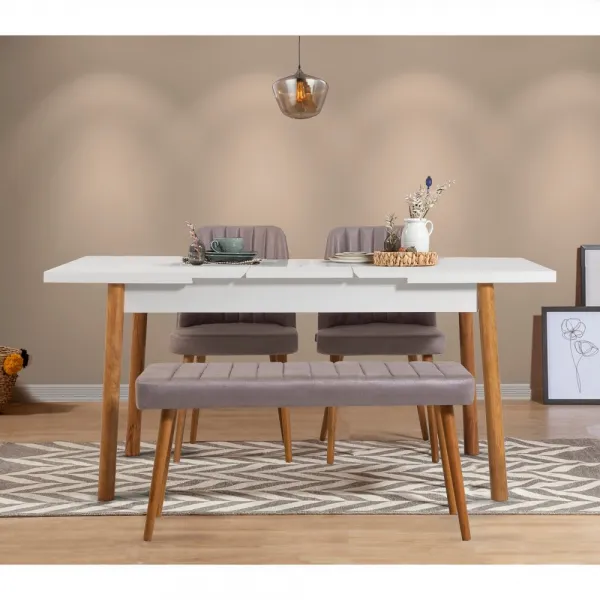 Jedálenský set s rozkladacím stolom a stoličkami (4 kusy) Santiago White Atlantic-Soho Grey