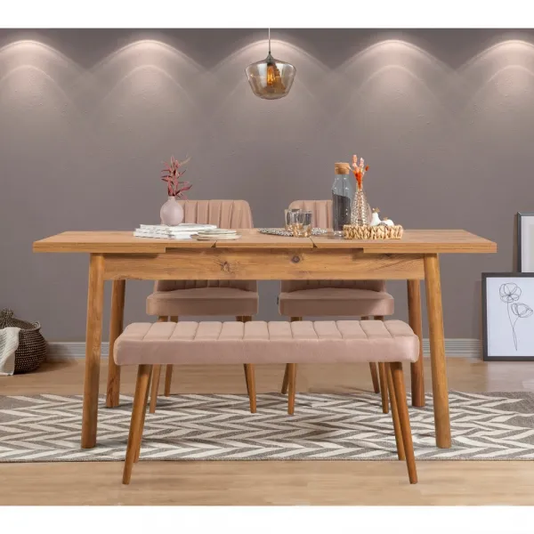 Jedálenský set s rozkladacím stolom a stoličkami (4 kusy) Santiago Atlantice-Stone