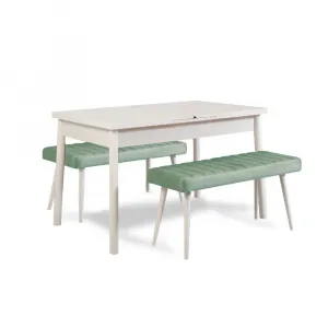 Jedálenský set s rozkladacím stolom a lavicou (3 kusy) Santiago 0400 - White, Green