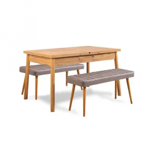 Jedálenský set s rozkladacím stolom a lavicou (3 kusy) Santiago 0701 - Atlantic Pine, Soho Grey