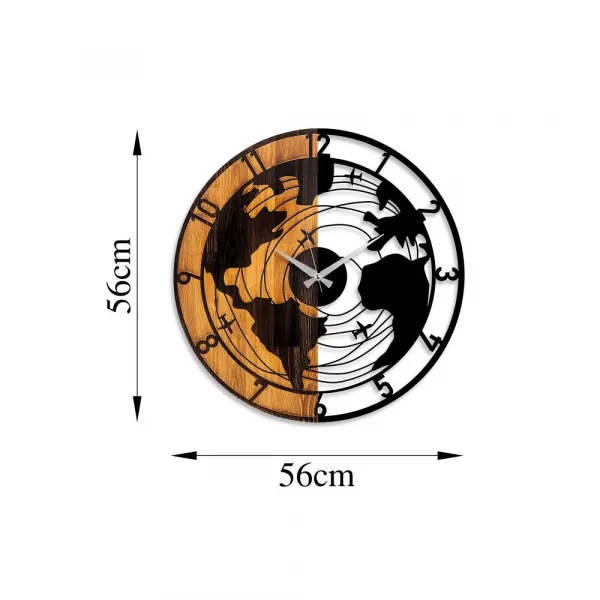Dekoratívne drevené nástenné hodiny World Map