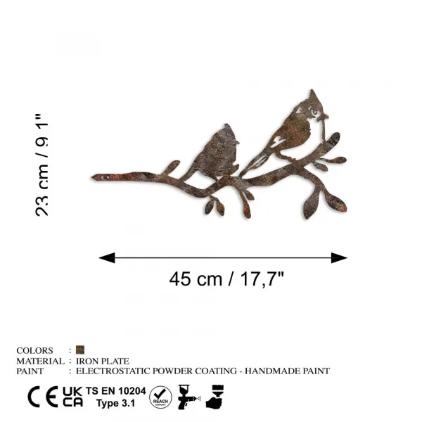 Záhradná dekorácia Bird On The Branch 07 - Brown