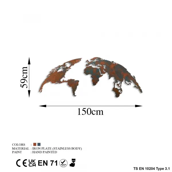 Dekoratívny kovový doplnok na stenu World Map Medium - 2