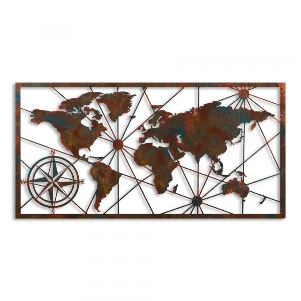 Dekoratívny kovový doplnok na stenu World Map Large - 2
