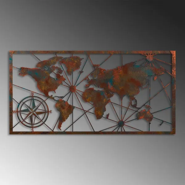 Dekoratívny kovový doplnok na stenu World Map Large - 2