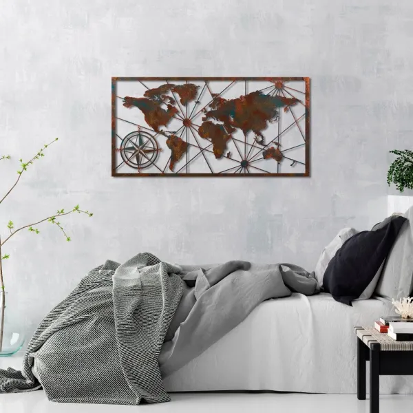 Dekoratívny kovový doplnok na stenu World Map Large - 2