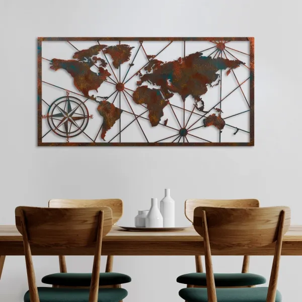 Dekoratívny kovový doplnok na stenu World Map Large - 2