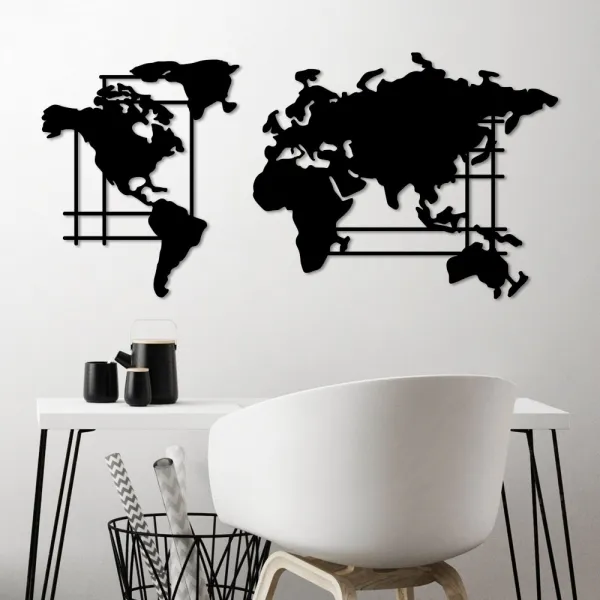 Dekoratívny kovový doplnok na stenu World Map - L