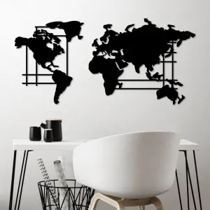 Dekoratívny kovový doplnok na stenu World Map - L