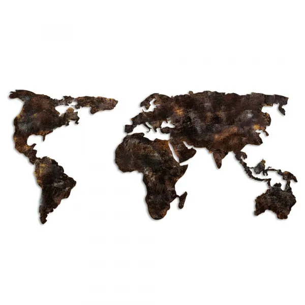 Dekoratívny kovový doplnok na stenu World Map 25